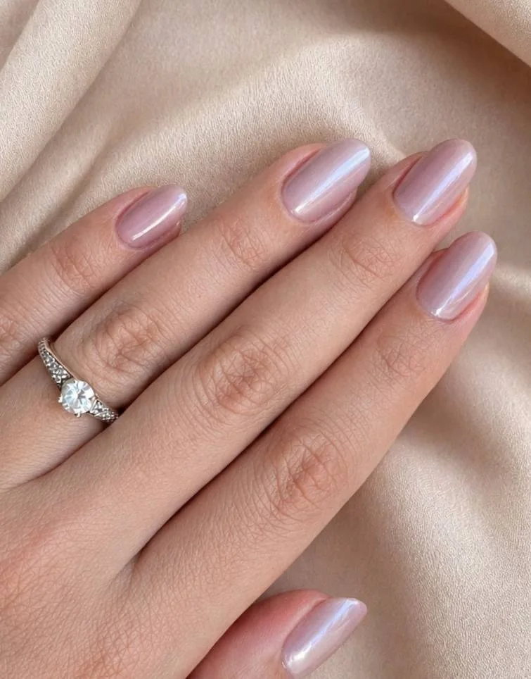 Soft pink glazed round manicure by Marzieh Nail Atelier