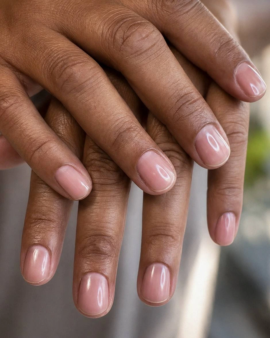 Japanese Manicure after natural nail shine treatment by Marzieh Nail Atelier